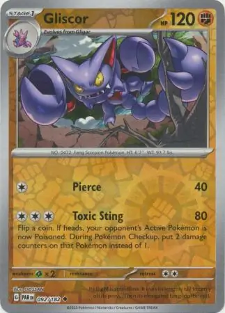 092/182 Gliscor PAR Uncommon Reverse Holo