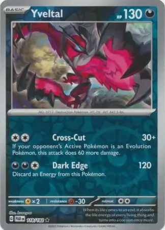 Yveltal Paradox Rift 118/182 Rare Reverse Holo