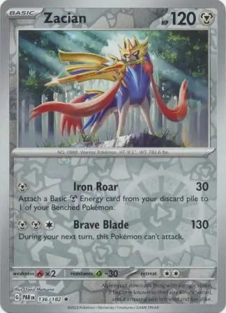136/182 Zacian PAR Rare Reverse Holo