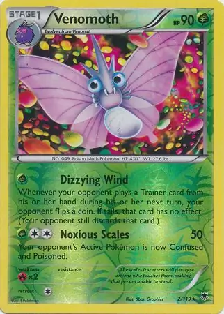 2/119 Venomoth PHF Rare Reverse Holo