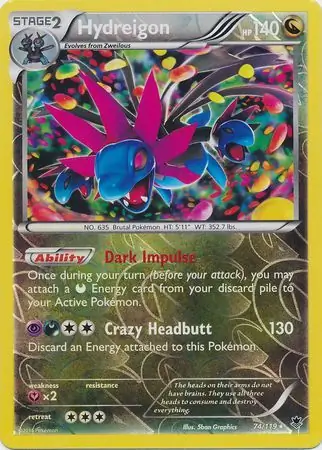 74/119 Hydreigon PHF Rare Holo Reverse Holo