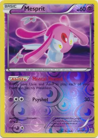 37/101 Mesprit PLB Rare Holo Reverse Holo