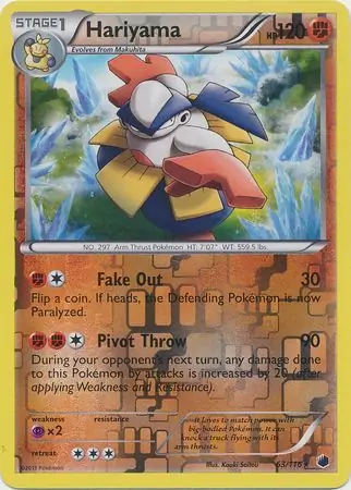63/116 Hariyama PLF Rare Reverse Holo