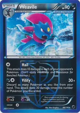 66/116 Weavile PLF Rare Reverse Holo