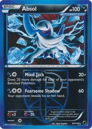Absol Plasma Freeze 67/116 Rare Holo Reverse Holo