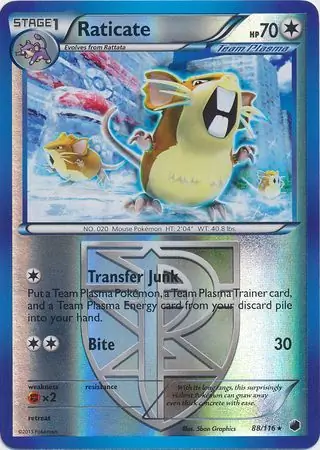 88/116 Raticate PLF Rare Reverse Holo