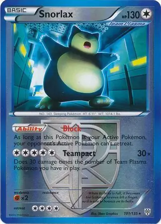 101/135 Snorlax PLS Rare Reverse Holo