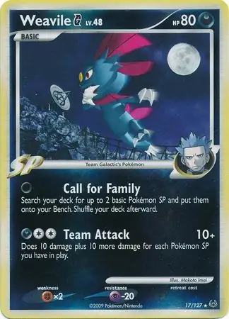17/127 Weavile Pokémon G PL Rare Holo Reverse Holo