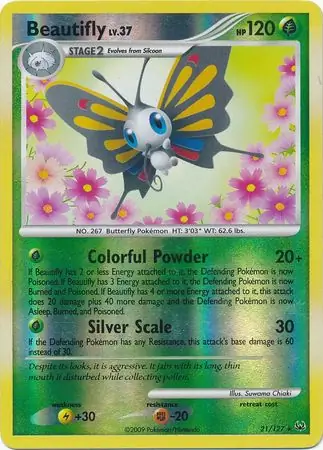21/127 Beautifly PL Rare Reverse Holo