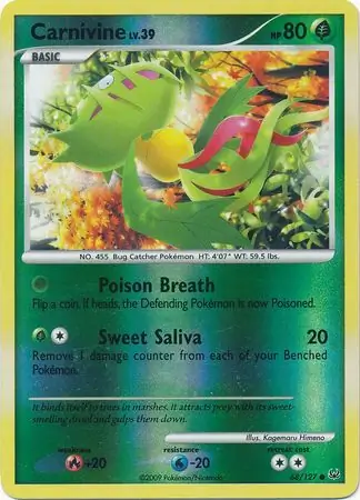 68/127 Carnivine PL Common Reverse Holo