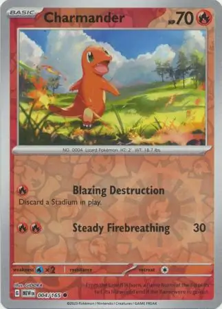 Charmander 151 004/165 Common Reverse Holo