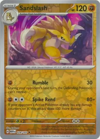 Sandslash 151 028/165 Uncommon Reverse Holo