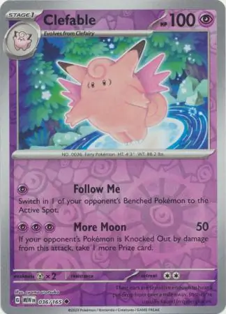 036/165 Clefable MEW Uncommon Reverse Holo