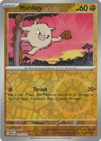 056/165 Mankey MEW Common Reverse Holo