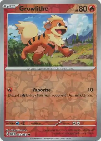 058/165 Growlithe MEW Common Reverse Holo