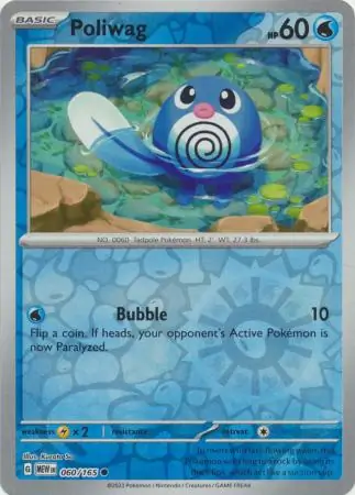 060/165 Poliwag MEW Common Reverse Holo