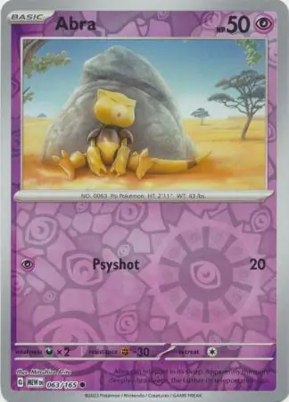 063/165 Abra MEW Common Reverse Holo