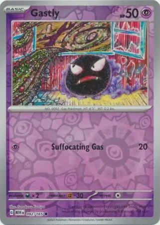 092/165 Gastly MEW Common Reverse Holo