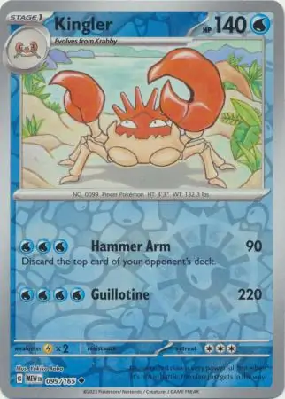 Kingler 151 099/165 Uncommon Reverse Holo