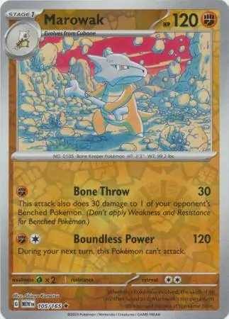 Marowak 151 105/165 Rare Reverse Holo