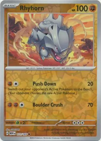 Rhyhorn 151 111/165 Common Reverse Holo