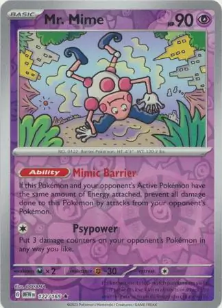 Mr. Mime 151 122/165 Rare Reverse Holo