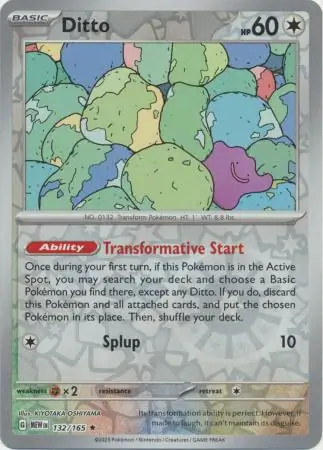 Ditto 151 132/165 Rare Reverse Holo