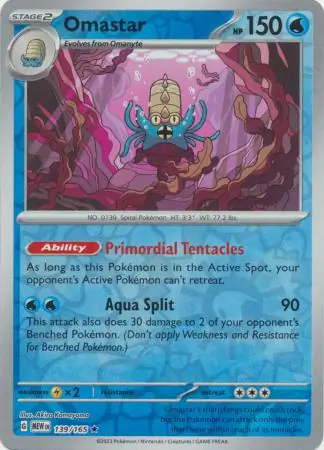 Omastar 151 139/165 Rare Reverse Holo