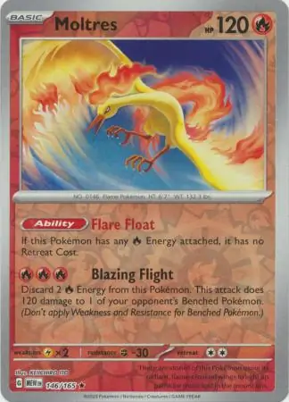 Moltres 151 146/165 Rare Reverse Holo