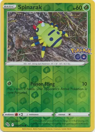 Spinarak Pokémon GO 006/078 Common Reverse Holo