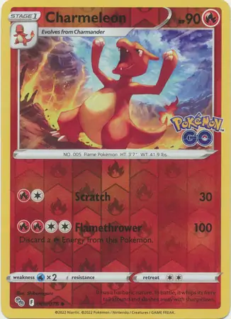 Charmeleon Pokémon GO 009/078 Uncommon Reverse Holo