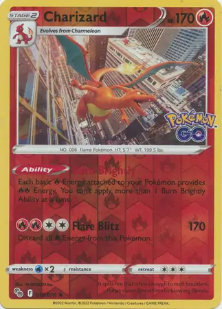 Charizard Pokémon GO 010/078 Rare Holo Reverse Holo