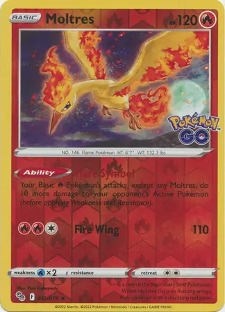 Moltres Pokémon GO 012/078 Rare Holo Reverse Holo
