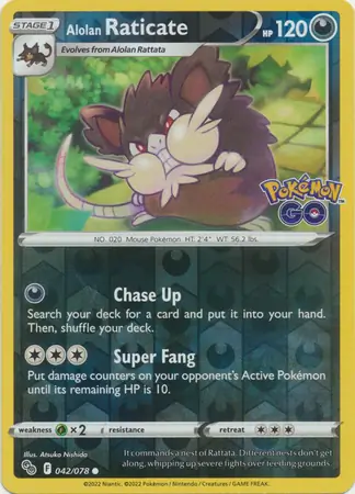 042/078 Alolan Raticate PGO Common Reverse Holo