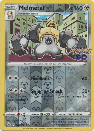 Melmetal Pokémon GO 046/078 Rare Holo Reverse Holo