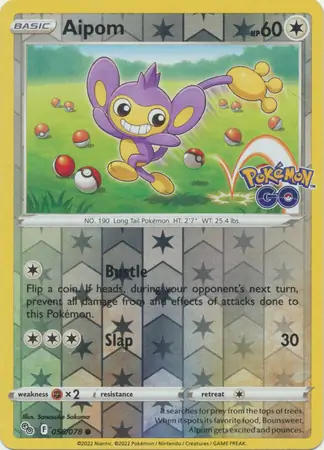 Aipom Pokémon GO 056/078 Common Reverse Holo