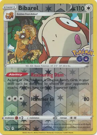 Bibarel Pokémon GO 060/078 Common Reverse Holo