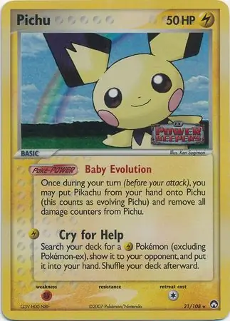 21/108 Pichu PK Rare Reverse Holo