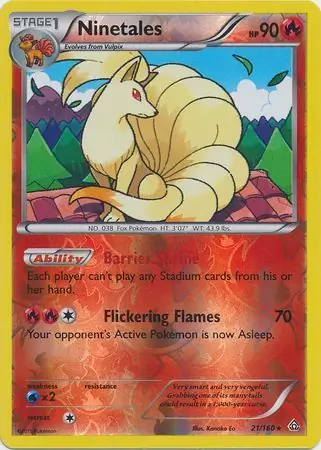 21/160 Ninetales PRC Rare Reverse Holo