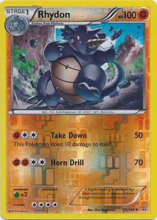 75/160 Rhydon PRC Uncommon Reverse Holo