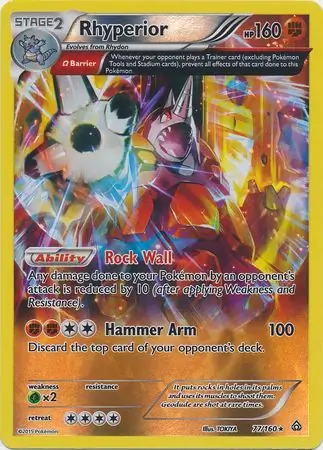 77/160 Rhyperior PRC Rare Holo Reverse Holo