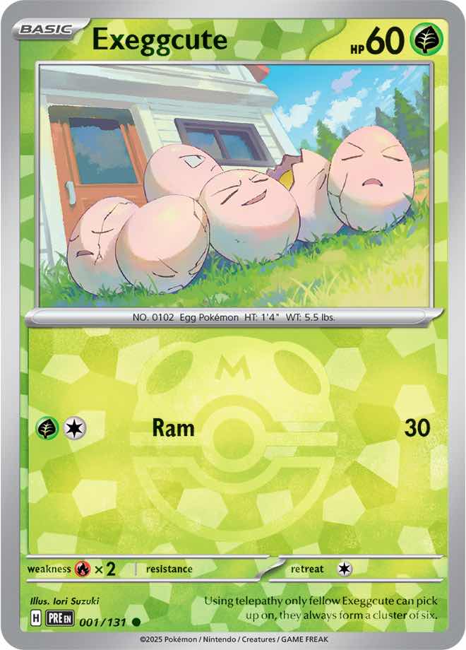 Exeggcute Prismatic Evolutions 001/131 Common Master ball Holo