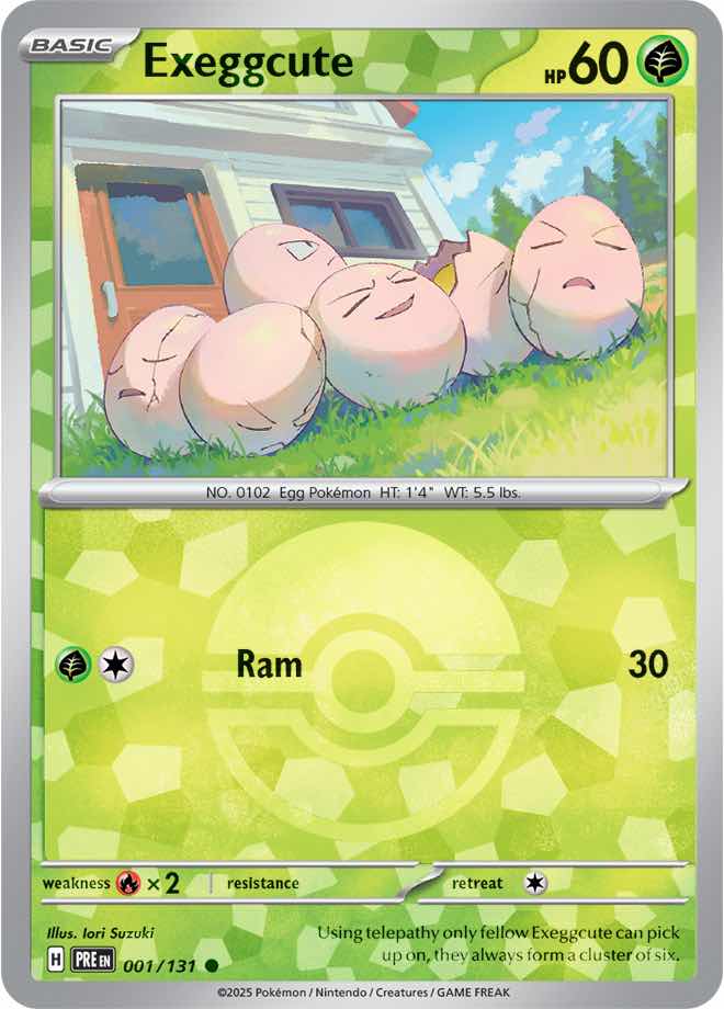 Exeggcute Prismatic Evolutions 001/131 Common Poke Ball Holo