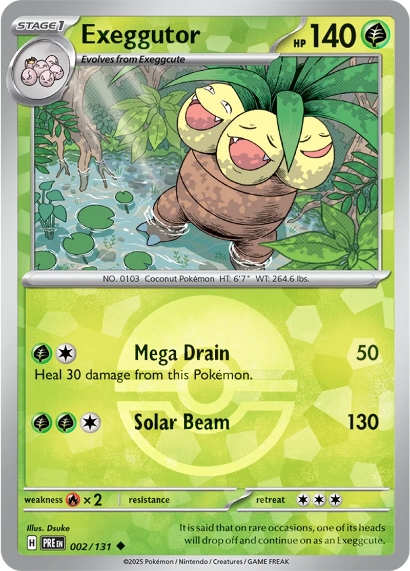 Exeggutor Prismatic Evolutions 002/131 Uncommon Poke Ball Holo
