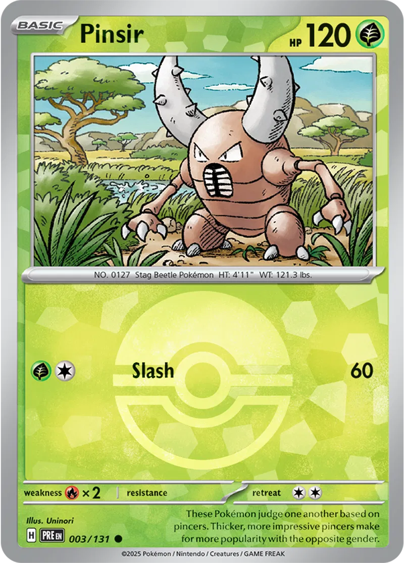Pinsir Prismatic Evolutions 003/131 Common Poke Ball Holo