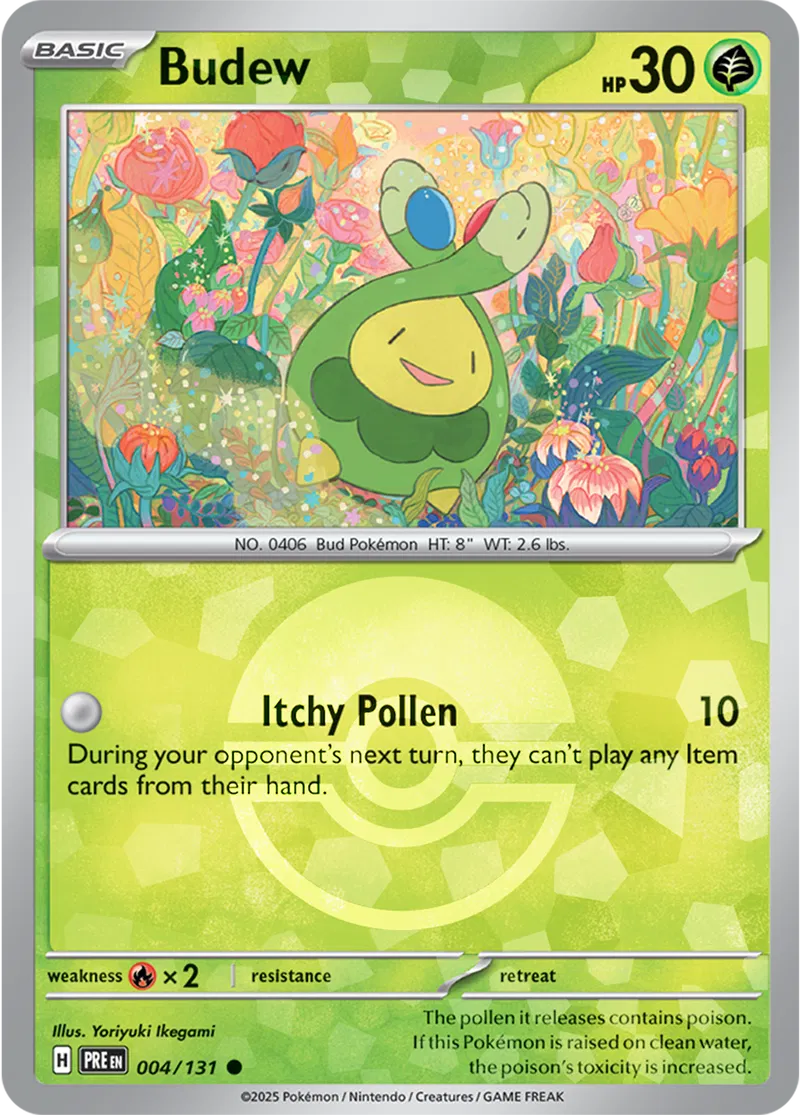 Budew Prismatic Evolutions 004/131 Common Poke Ball Holo
