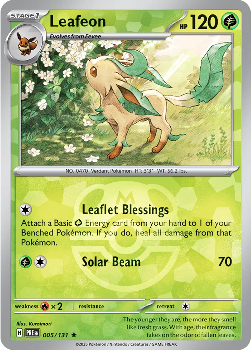 Leafeon Prismatic Evolutions 005/131 Rare Master ball Holo