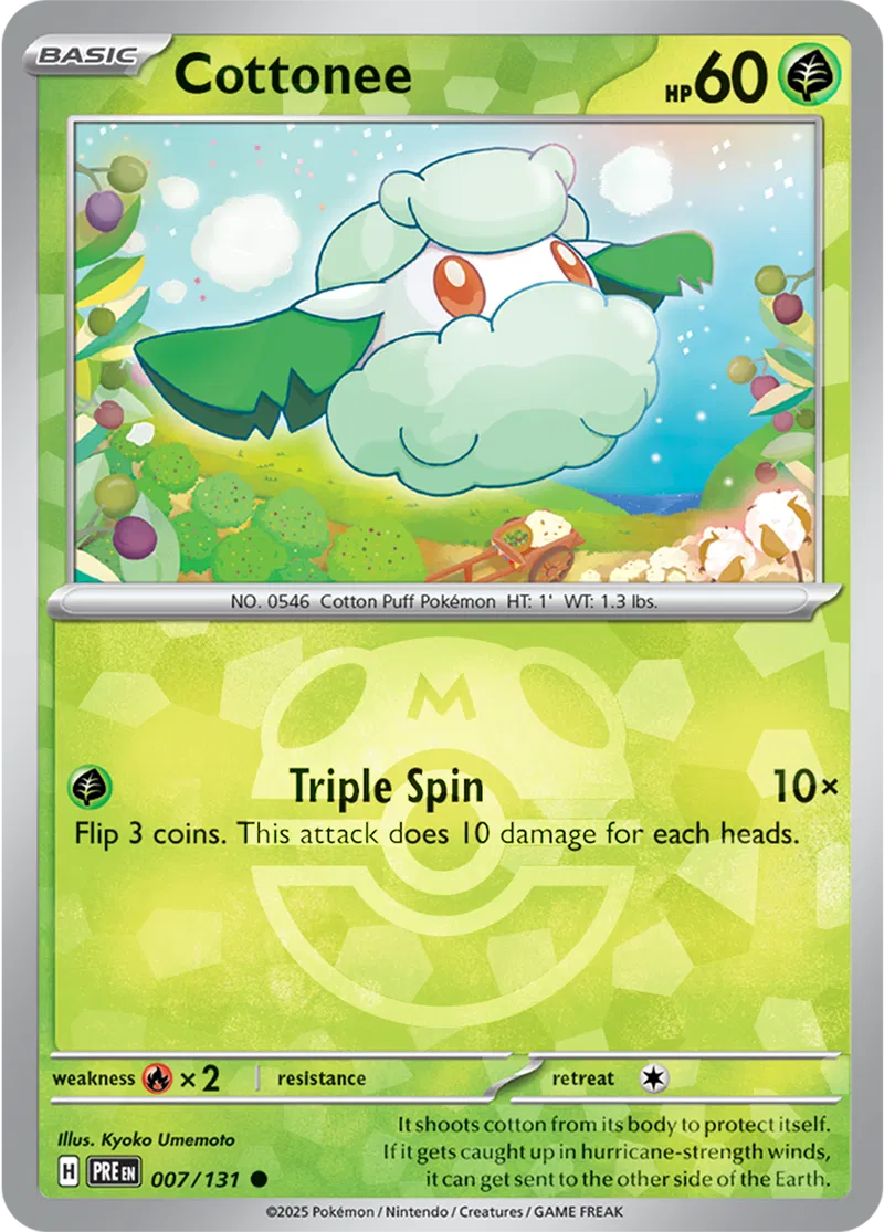 Cottonee Prismatic Evolutions 007/131 Common Master ball Holo