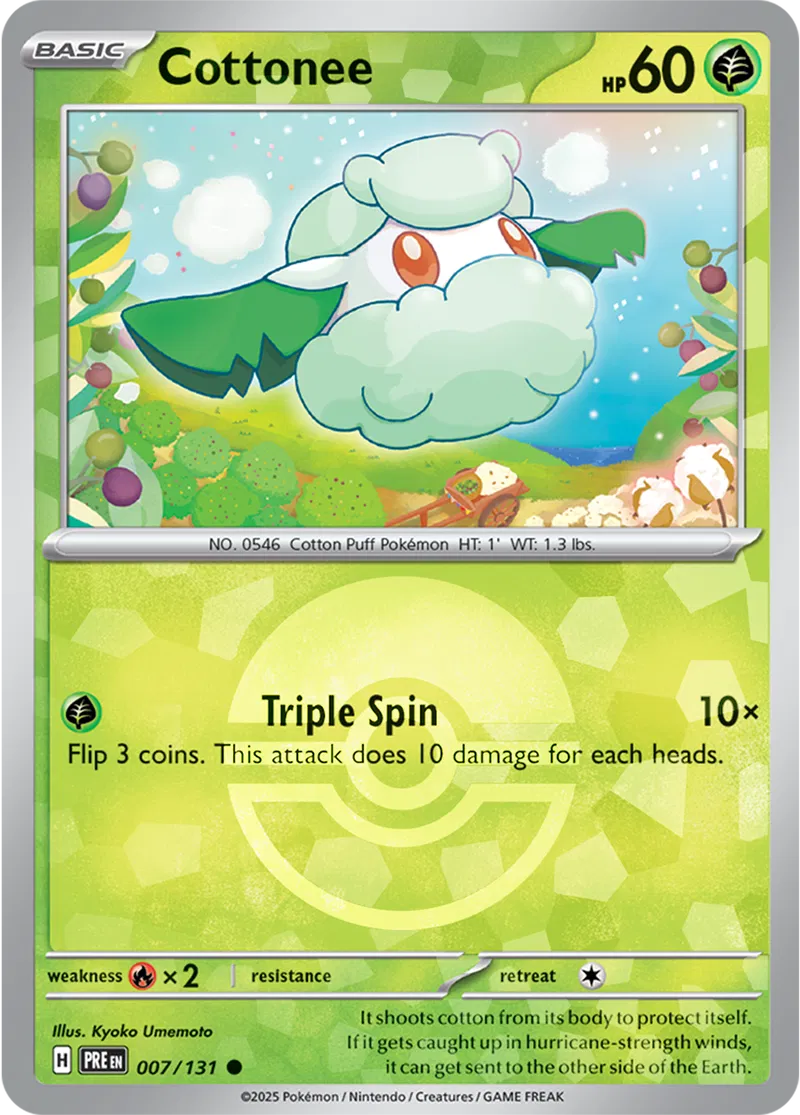 Cottonee Prismatic Evolutions 007/131 Common Poke Ball Holo