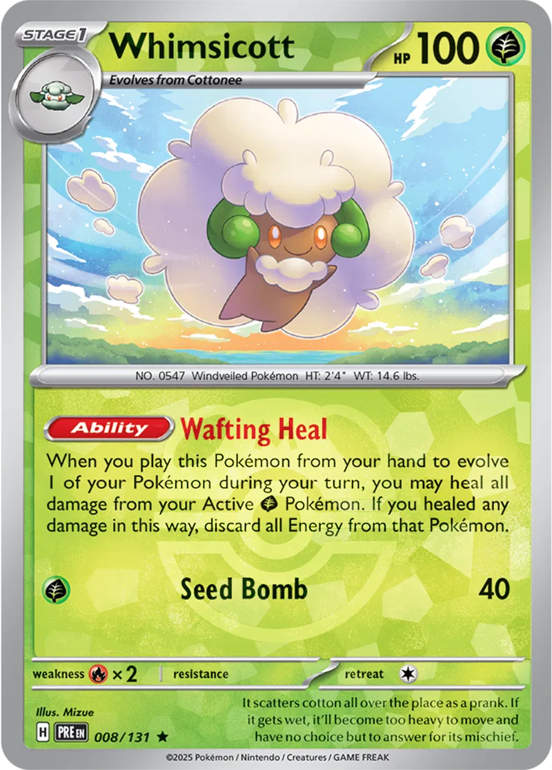 Whimsicott Prismatic Evolutions 008/131 Rare Master ball Holo